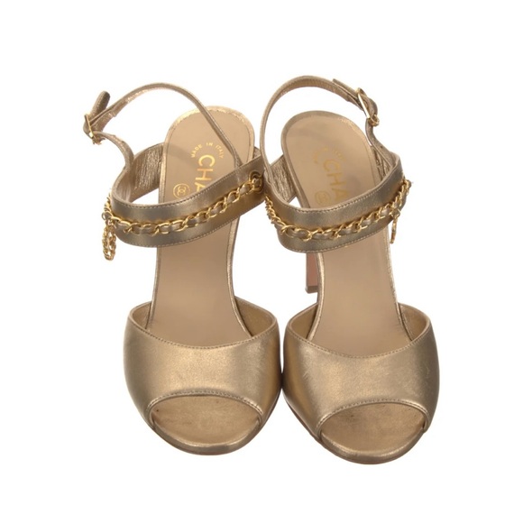 Chanel Gold Clover Charm Sandals - Picture 2 of 5